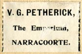V.G. Petherick, The Emporium, Narracoorte, Australia (27mm x 18mm, ca.1908). Courtesy of Robert Behra.