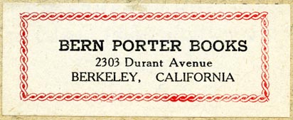 Bern Porter Books, Berkeley, California (69mm x 27mm). Courtesy of Robert Behra.