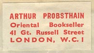 Arthur Probsthain, Oriental Bookseller, London, England (31mm x 17mm).