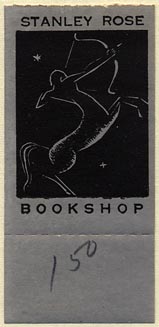 Stanley Rose, Bookshop, Hollywood, California (25mm x 39mm, without tear-off). Courtesy of Donald Francis.