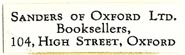 Sanders of Oxford, Booksellers, Oxford, England (30mm x 9mm). Courtesy of S. Loreck.