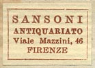 Sansoni Antiquariato, Florence, Italy (22mm x 15mm, before 1950).