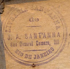Livraria Sant'Anna de J.A. Sant'Anna, Rio de Janeiro, Brazil (39mm dia., after 1914). Courtesy of Robert Behra.