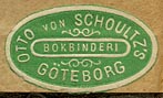 Otto von Schoultz's Bokbinderi, Goteborg, Sweden (24mm x 14mm, ca.1883?).