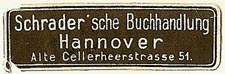 Schrader'sche Buchhandlung, Hannover, Germany (36mm x 12mm). Courtesy of S. Loreck.