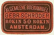 Gebr. Schröder, Algemeene Boekhandel, Amsterdam, Netherlands (27mm x 17mm). Courtesy of S. Loreck.