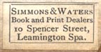 Simmons & Waters, Leamington Spa, England (23mm x 11mm ). Courtesy of Robert Behra.