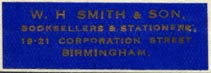 W.H. Smith & Son, Birmingham, England (35mm x 11mm). Courtesy of Robert Behra.