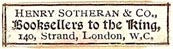 Henry Sotheran & Co., London, England (28mm x 7mm). Courtesy of S. Loreck.