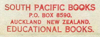 South Pacific Books, Auckland, New Zealand (59mm x 19mm, ca.1963).