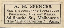 A.H. Spencer, Melbourne, Australia (34mm x 14mm, ca.1924-40).