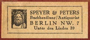 Speyer & Peters, Berlin, Germany (48mm x 20mm, ca.1924).