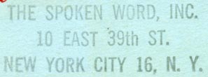 The Spoken Word, New York, NY (inkstamp, 48mm x 16mm). Courtesy of Robert Behra.