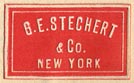 G.E. Stechert & Co., New York  (red/ivory, 21mm x 13mm, after 1910)