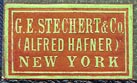 G.E. Stechert & Co. (Alfred Hafner), New York  (copper/khaki, 22mm x 13mm, ca.1915)