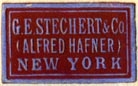 G.E. Stechert & Co. (Alfred Hafner), New York  (red/sky, 22mm x 13mm, after 1939)
