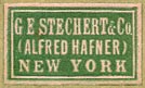 G.E. Stechert & Co. (Alfred Hafner), New York  (green/white, 21mm x 13mm, ca.1924)