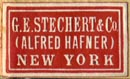 G.E. Stechert & Co. (Alfred Hafner), New York, NY  (22mm x 13mm). Courtesy of R. Behra.