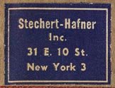 Stechert-Hafner, New York (26mm x 19mm, ca.1949)