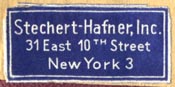Stechert Hafner, Inc., New York (28mm x 13mm)