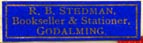 R.B. Stedman, Bookseller & Stationer, Godalming, England (24mm x 7mm). Courtesy of Robert Behra.