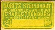 Moritz Steinhardt, Buchhandler & Antiquar, Charlottenburg [Berlin, Germany] (29mm x 15mm, ca.1921). Courtesy of Robert Behra.