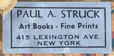 Paul A. Struck, Art Books - Fine Prints, New York, NY (37mm x 17mm, ca.1938).