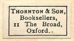 Thornton & Son, Oxford, England (23mm x 14mm, ca.1929).