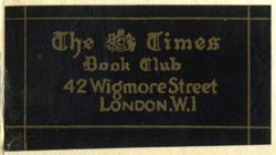 The Times Book Club, London (40mm x 21mm). Courtesy of Robert Behra.