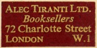 Alec Tiranti Ltd., Booksellers, London, England (31mm x 16mm). Courtesy of Robert Behra.