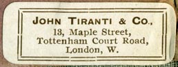 John Tiranti & Co., London, England (42mm x 16mm). Courtesy of Robert Behra.