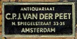 C.P.J. Van der Peet, Antiquariaat, Amsterdam, Netherlands (25mm x 12mm).