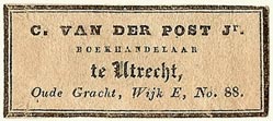 C. van der Post, Jr., Boekhandelaar, Utrecht, Netherlands (40mm x 18mm). Courtesy of S. Loreck.