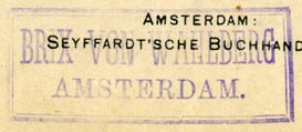 Brix von Wahlberg [music publisher], Amsterdam, Netherlands (inkstamp, 44mm x 18mm). Courtesy of R. Behra.