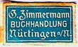 G. Zimmermann, Buchhandlung, Nurtingen, Germany (17mm x 10mm, ca.1925). Courtesy of Michael Kunze.