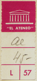 El Ateneo, Buenos Aires, Argentina (20mm x 45mm, c. 1957). Courtesy of Mario Martin.
