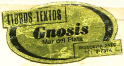 Libros Gnosis, Mar del Plata, Argentina (38mm x 21mm, c.1983). Courtesy of Mario Martin.