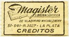 Magister Librería Científica, La Plata, Argentina (36mm x 19mm, c.1958). Courtesy of Mario Martin.