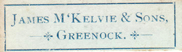 James McKelvie & Sons, Greenock, Scotland (30mm x 8mm, c.1898). Courtesy of David Neale.