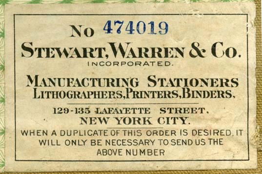 Stewart, Warren & Co., New York, NY (87mm x 58mm, c.1927). Courtesy of Robert Behra.