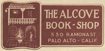 The Alcove Book-Shop, Palo Alto, California (58mm x 28mm, ca.1930s).
