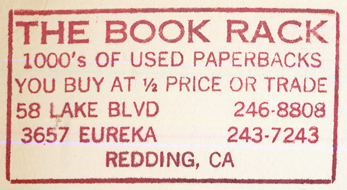 The Book Rack, Redding, California (inkstamp, 56mm x 30mm).