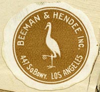 Beeman & Hendee, Los Angeles, California (approx 33mm dia., early 20th c?)