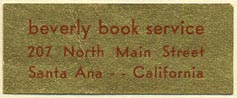 Beverly Book Service, Santa Ana, California (39mm x 16mm)