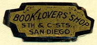 Book Lovers' Shop, San Diego, California (31mm x 14mm). Courtesy of Donald Francis.