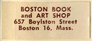 Boston Book and Art Shop, Boston, Massachusetts (30mm x 13mm, after 1953)