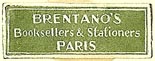 Brentano's Booksellers & Stationers, Paris, France (25mm x 9mm)