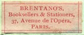 Brentanos, Paris (26mm x 11mm, ca.1924)