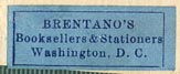 Brentano's, Booksellers & Stationers, Washington, D.C. (26mm x 10mm, ca.1930s?)