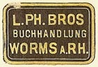 L. Ph. Bros, Buchhandlung, Worms, Germany (22mm x 15mm)